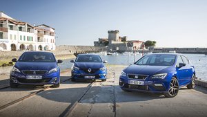 Les Seat Leon FR, Peugeot 308 GT-line et Renault Mégane GT s'affrontent