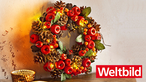 Zauberhafte Herbstdeko z.B. Kranz mit Beleuchtung! Große Auswahl bei Weltbild.de 